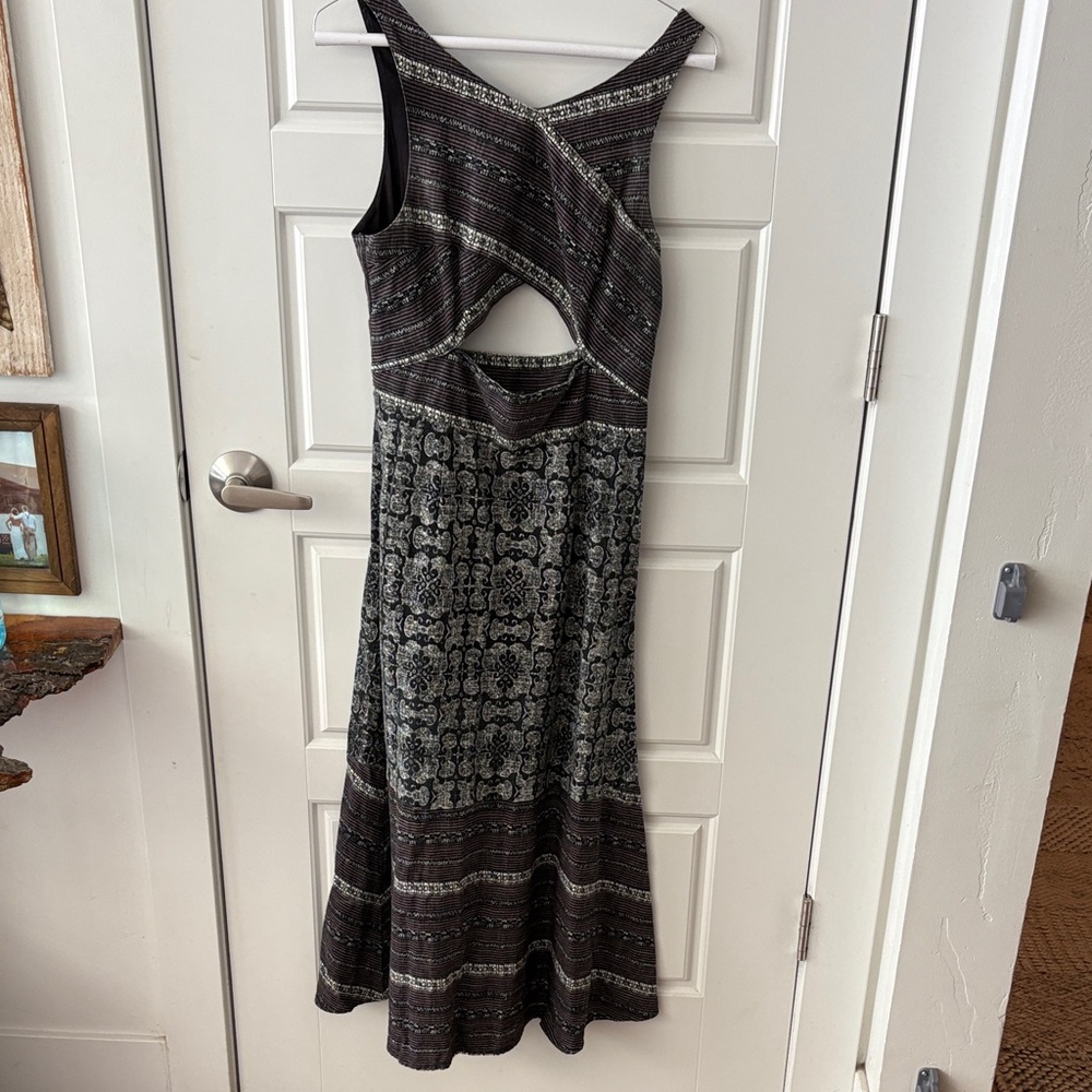 Free People Black and White Patterned Dress with Cutouts